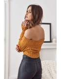 Short blouse with bare shoulders, mustard MP32763 - Online store - Boutique